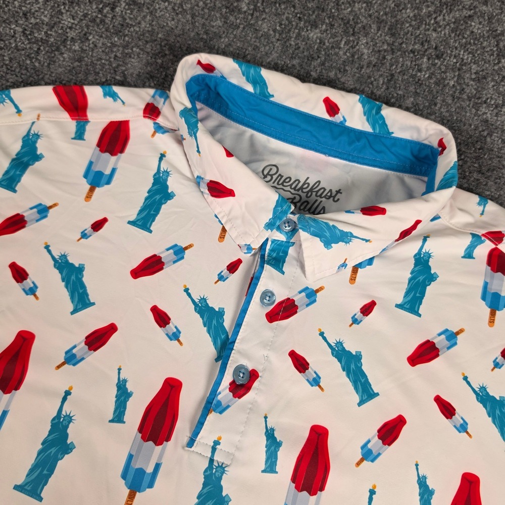 RSVLTS Breakfast Balls Golf Polo Mens 2XL America Pops and Freedom White
